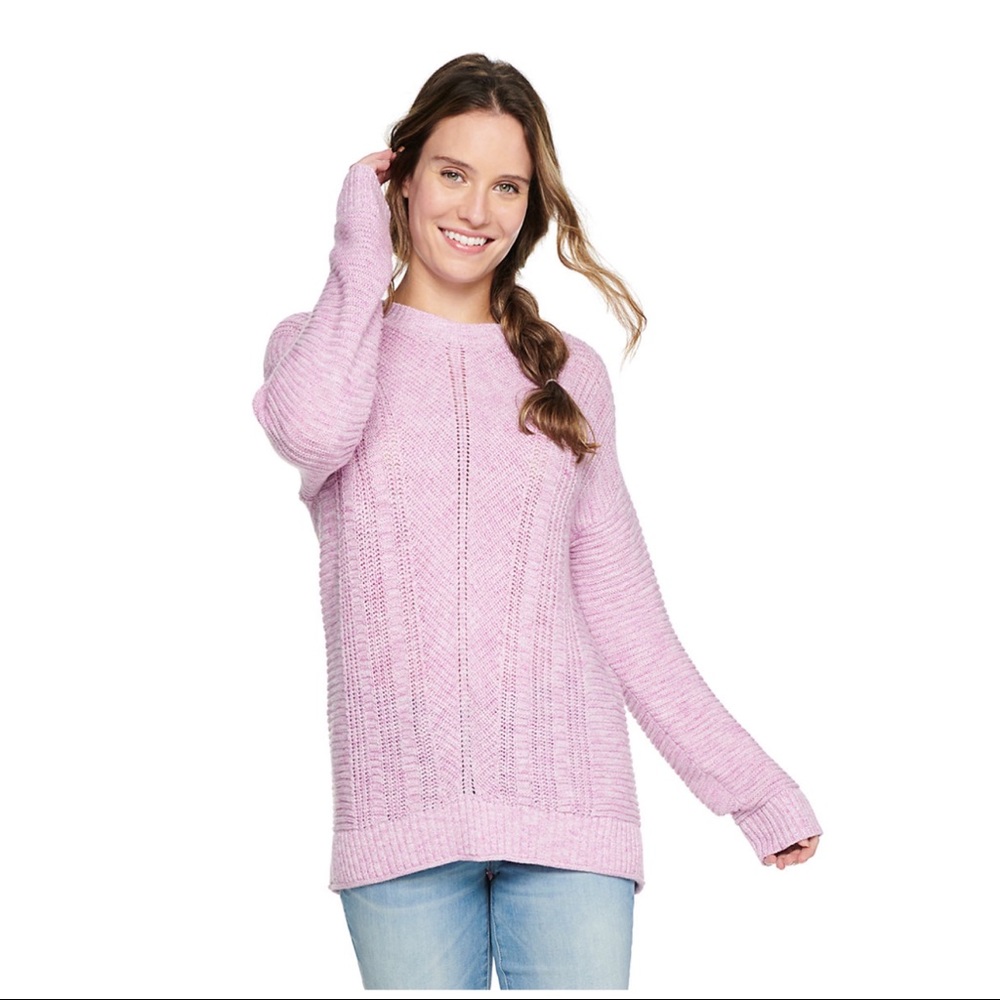 NWT Sonoma Mixed-Rib Crewneck Drop-Shoulder Sweater Purple Size XXL